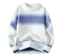 QJDFLL Men s Crewneck Gradual Change Loose Version Sweater Casual Base Shirt(Bleu,XL)