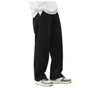 QJDFLL Pantalon de survêtement Unisexe à Cordon de Serrage de Couleur Unie, vêtement de détente Confortable en Velours côtelé à Jambe Droite (Black, L)