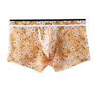 QJDFLL Pantalon en Forme de T pour Hommes, sous-vêtements Cuir à Double Coupe Ouverte, Maille Assortie, Taille Basse(Orange,M)