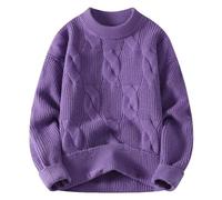 QJDFLL Pull à col Rond décontracté en Tricot pour Homme, Tendance Automne/Hiver 2025, contrastée, Ample(Violet,XXL)