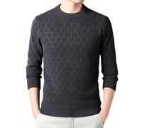 QJDFLL Pull à col Rond pour Homme, Tricot décontracté, Polyvalent, la Mode, Doux, Bas Jacquard, Automne et Hiver(Grey,4XL)