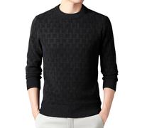 QJDFLL Pull à col Rond pour Homme, Tricot décontracté, Polyvalent, la Mode, Doux, Bas Jacquard, Automne et Hiver(Le Noir,XXL)