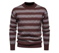 QJDFLL Pull à col Rond pour Hommes, Ample, Tendance, Base Manteau élégant et Confortable(Café,L)