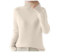 QJDFLL Pull à col roulé Femmes Automne et Hiver Nouveau épaissi coréen Unie lâche tricoté Manches Longues Chemise de Fond(Beige,S)
