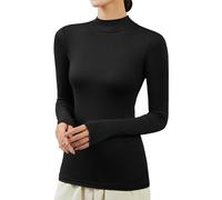 QJDFLL Pull à col roulé pour Femme - Chemise Manches Longues Haut Thermique serré Coupe ajustée Basique Montant élégante(Le Noir,3XL)