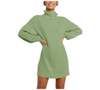 QJDFLL Pull à Manches Longues et col roulé en Tricot décontracté pour Femme 16/5000(Vert,XL)