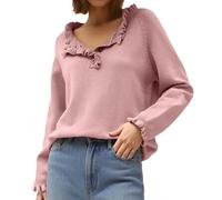 QJDFLL Pull à Manches Longues et Volants pour Femme, Tricot décontracté, Automne Hiver(RD2,L)