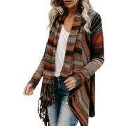 QJDFLL Pull à Rayures dégradées, Manteau, Cardigan Long, cœur, vêtements d extérieur tricotés, décontracté, Coupe Ample, Style Tunique, Confortable, Fil Doux(Multicolour,S)