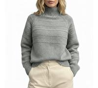 QJDFLL Pull Ample à col Haut en Tricot épais de Unie(Bleu Clair,XL)