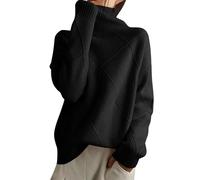 QJDFLL Pull Ample épais en Patchwork pour Femme, Automne et Hiver, avec Un de Base(Le Noir,XL)