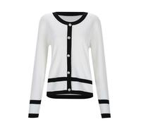 QJDFLL Pull Court à col du Cou et Manches Longues pour Femme, Base en Tricot, Coupe cintrée, Printemps(Blanc,M)