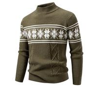 QJDFLL Pull d hiver en tricot jacquard, décontracté, manches longues, doux, confortable, chaud, à la mode, pour l automne(armée verte,XXL)