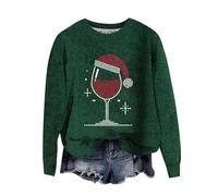 QJDFLL Pull de Noël à col du Cou pour Femme, Mode Automne, habillé, nouveauté, drôle(Dark Vert,5XL)