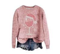 QJDFLL Pull de Noël à col du Cou pour Femme, Mode Automne, habillé, nouveauté, drôle(Rose,4XL)
