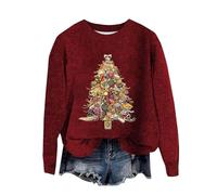 QJDFLL Pull de Noël à col du Cou pour Femme, Mode Automne, habillé, nouveauté, drôle(Rouge,M)