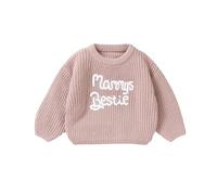 QJDFLL Pull du Cou en Tricot pour bébé garçon et Fille, à Lettres, Chemise, Manteau Chaud d Hiver(Rose,2-3 Ans)