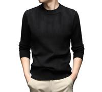 QJDFLL Pull en Tricot à Manches Longues et col du Cou, Doux, Confortable Chaud, idéal pour l Automne Hiver. Superposition Polyvalente.(Le Noir,M)