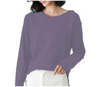 QJDFLL Pull en Tricot Confortable pour Femme, Coupe Ample, col Rond, Polyvalent la Superposition(Violet,M)