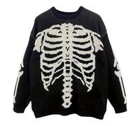 QJDFLL Pull en Tricot Jacquard coloré, Coupe Ample, décontracté, Automne, Fil, Pull, Confortable, Doux, col du Cou, Manches Longues, Vacances, Confortable(Le Noir,L)