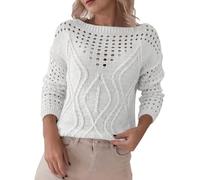 QJDFLL Pull en Tricot léger à Manches Longues pour Femme, décontracté et Tendance, Assortie(Blanc,L)