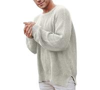 QJDFLL Pull Long à col Solide Automne Chemisier Manches O Cardigan d Hiver et pour Hommes Pulls(Grey,XXL)