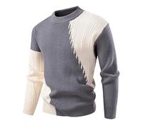QJDFLL Pull-Over pour Homme, Style coréen, Mode Hiver, Blocs de Couleurs, Tricot, Coupe Slim, décontracté, Les Sorties Quotidiennes(Grey,3XL)