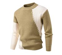 QJDFLL Pull-Over pour Homme, Style coréen, Mode Hiver, Blocs de Couleurs, Tricot, Coupe Slim, décontracté, Les Sorties Quotidiennes(Jaune,3XL)