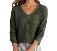 QJDFLL Pull tricoté à Manches Longues et col décontracté, Unie, Doux, Confortable Chaud pour l Hiver(Vert,M)