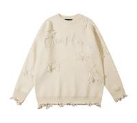 QJDFLL Pull tricoté à Manches Longues et col Rond pour Homme, Style décontracté, Ample, Automne Hiver(Beige,L)