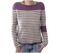 QJDFLL Pulls pour Femmes Hiver Automne Décontracté Lâche Manches Longues Pull Tricoté Hauts(Violet,4XL)