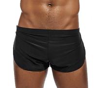 QJDFLL Pyjama Sexy Homme Pantalon Solide Slips Respirants sous vêtements Courts Soie pour Hommes Short(Le Noir,M)