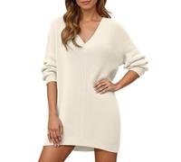 QJDFLL Robe Pull en Maille côtelée à Manches Longues et col roulé, Tunique décontractée, Coupe Ample, élégante Chaude, surdimensionnée pour l Hiver(Beige,XXL)