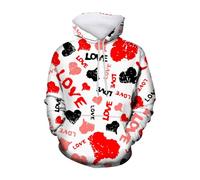 QJDFLL Saint Valentin Automne et Hiver Saint Valentin décontracté Mode Nouveau Sweat à Capuche imprimé pour garçons Filles Sweats Cadeau Copain(Rose,7-8 Years)