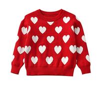QJDFLL Saint Valentin Bébé Enfants Filles Garçons Valentin Heart Print Knit Pullover Tops Cadeaux(Rouge,5-6 Ans)