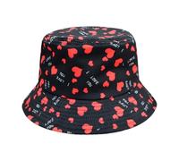 QJDFLL Saint Valentin Chapeau de pêche en Forme cœur pour la Saint-Valentin, Soleil d extérieur à Large Bord Couples, Voyage et Les Aventures Cadeau Saint Valentin(Le Noir,Taille Unique)