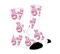 QJDFLL Saint Valentin Chaussettes enfant ludiques sur le thème de la glace pour les 7-12 ans. mi-mollet douces avec un joli imprimé. résistantes usage quotidien. cadeau(Blanc,7-13 ans)
