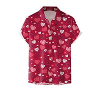 QJDFLL Saint Valentin Chemise à Manches Courtes pour Hommes Cadeaux Anniversaire(S,3XL)