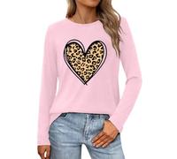 QJDFLL Saint Valentin Chemises de Saint-Valentin pour Femmes, Chemise Graphique en Forme cœur, Pull Saint-Valentin, Hauts à Manches Longues Cadeau(Rose,XL)