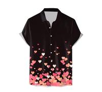 QJDFLL Saint Valentin Chemises décontractées à Manches Courtes pour Hommes, imprimées en 3D, la Saint-Valentin, Automne et Hiver, Haut Tendance Cadeaux Couple(Rose,S)