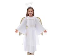 QJDFLL Saint Valentin Costume d ange pour enfant, robe de scène, tenue conte fées, cosplay personnalisée(Blanc,4-5 ans)