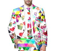 QJDFLL Saint Valentin Costume de Veste Saint-Valentin pour Hommes, imprimé Complet, Style décontracté, Amour Rose Festival, Rencontres Cadeau(Jaune,XL)