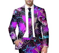 QJDFLL Saint Valentin Costume de Veste Saint-Valentin pour Hommes, imprimé Complet, Style décontracté, Amour Rose Festival, Rencontres Cadeau Anniversaire Femme(Violet,L)