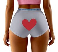 QJDFLL Saint Valentin Culotte Bikini imprimée Florale pour la Saint-Valentin, Douce et Extensible, Confortable Quotidien, Respirante, Style Hipster. Cadeau Femme(Grey,L)