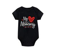 QJDFLL Saint Valentin Enfants bébé Saint Valentin bambin filles garçons lettre coeur imprime Shorts manches combinaison barboteuse cadeaux anniversaire(Le noir,3-6 Months)