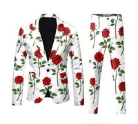 QJDFLL Saint Valentin Ensemble de Costume imprimé numérique 3D pour la Saint-Valentin Hommes, d Affaires léger, Veste, Cadeau Mariage(Blanc,XL)