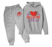 QJDFLL Saint Valentin Ensemble de Pull à Capuche pour Enfants Automne et Hiver Sweat imprimé Populaire sur sous-vêtements décontracté Mignon Manches Longues Saint(Rose,9-10 Years)