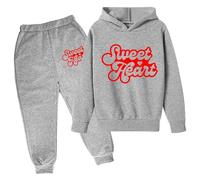 QJDFLL Saint Valentin Ensemble de Pull à Capuche pour Enfants Automne et Hiver Sweat imprimé Populaire sur sous-vêtements décontracté Mignon Manches Longues Cadeau(Le Noir,5-6 Years)