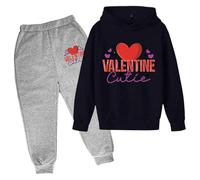 QJDFLL Saint Valentin Ensemble de Pull à Capuche pour Enfants Automne et Hiver Sweat imprimé Populaire sur sous-vêtements décontracté Mignon Manches Longues Saint(Light Rose,5-6 Years)