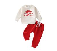 QJDFLL Saint Valentin Ensemble Deux pièces Sweat à Capuche Manches Longues et Pantalon imprimé cœur pour la Saint-Valentin Cadeau Homme(Rouge,18-24 Months)