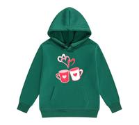 QJDFLL Saint Valentin Ensemble Pull et Pantalon à Capuche Manches Longues imprimé Lettres pour Enfants de Taille Moyenne Grande, Saint-Valentin Cadeaux Anniversaire(Dark Vert,2-3 Years)